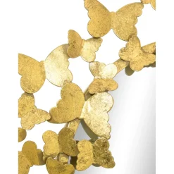 Espejo De Pared Redondo De Metal Butterfly, Estilo Vintage