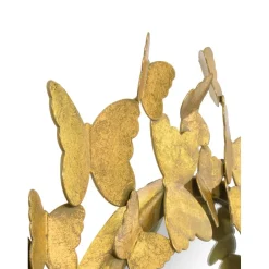 Espejo De Pared Redondo De Metal Butterfly, Estilo Vintage