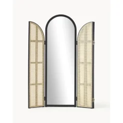 Espejo De Pie Con Biombo De Ratan Aura