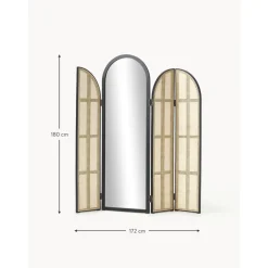 Espejo De Pie Con Biombo De Ratan Aura