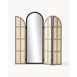 Espejo De Pie Con Biombo De Ratan Aura