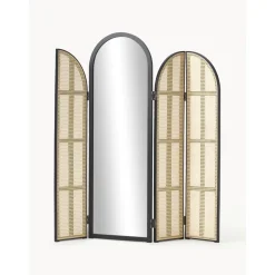 Espejo De Pie Con Biombo De Ratan Aura