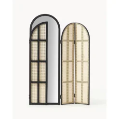 Espejo De Pie Con Biombo De Ratan Aura