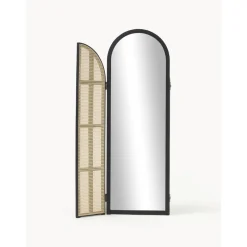 Espejo De Pie Con Biombo De Ratan Aura