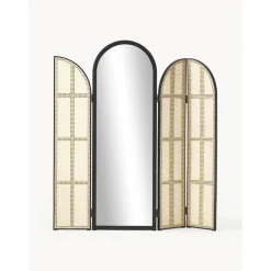 Espejo De Pie Con Biombo De Ratan Aura