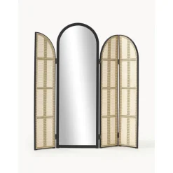 Espejo De Pie Con Biombo De Ratan Aura