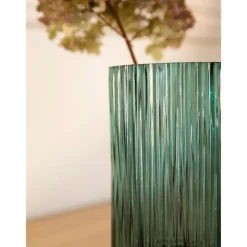 Jarron De Vidrio Con Base De Metal Lene