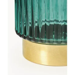 Jarron De Vidrio Con Base De Metal Lene