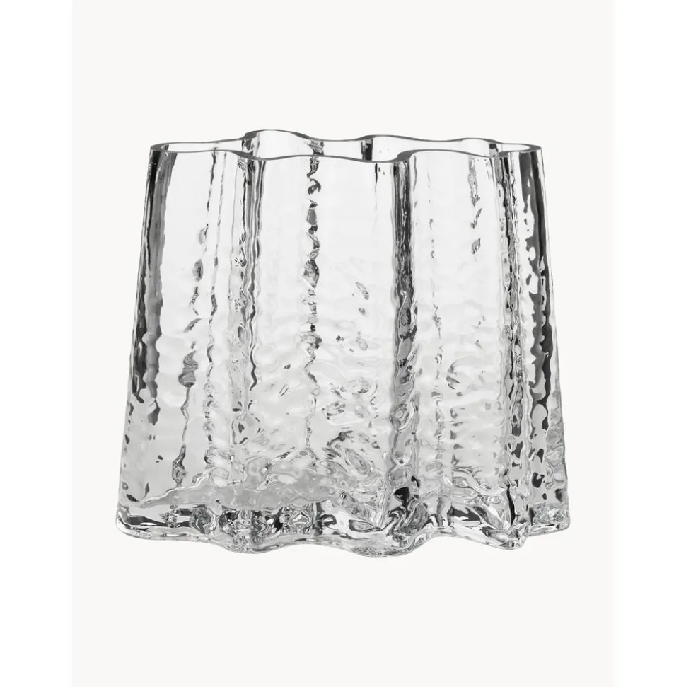 Jarron De Vidrio Soplado Artesanalmente Con Relieves Gry