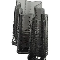 Jarron De Vidrio Soplado Artesanalmente Con Relieves Gry