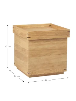 Mesa Auxiliar Artesanal De Roble Japanese, Con Espacio De Almacenamiento