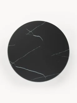 Mesa Auxiliar Redonda Antigua, Tablero De Vidrio En Aspecto Marmol