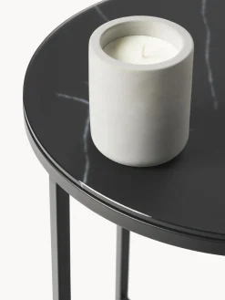 Mesa Auxiliar Redonda Antigua, Tablero De Vidrio En Aspecto Marmol