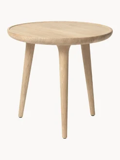 Mesa Auxiliar Redonda Artesanal De Madera De Roble Accent