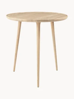 Mesa Auxiliar Redonda Artesanal De Madera De Roble Accent