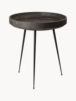 Mesa Auxiliar Redonda Artesanal De Madera De Roble Bowl