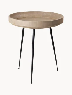 Mesa Auxiliar Redonda Artesanal De Madera De Roble Bowl