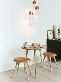 Mesa Auxiliar Redonda Artesanal De Madera De Roble Accent