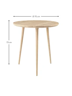 Mesa Auxiliar Redonda Artesanal De Madera De Roble Accent