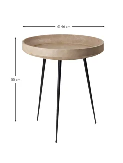 Mesa Auxiliar Redonda Artesanal De Madera De Roble Bowl