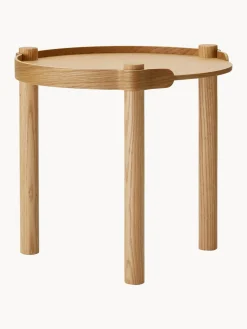Mesa Auxiliar Redonda De Madera De Roble Woody