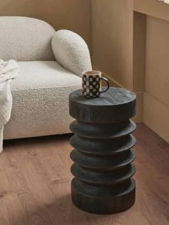 Mesa Auxiliar Redonda De Madera De Mango Ringo