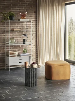 Mesa Auxiliar Redonda De Metal Flow, Tablero De Vidrio Flow