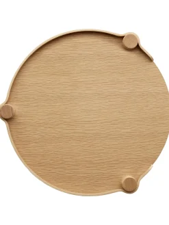 Mesa Auxiliar Redonda De Madera De Roble Woody