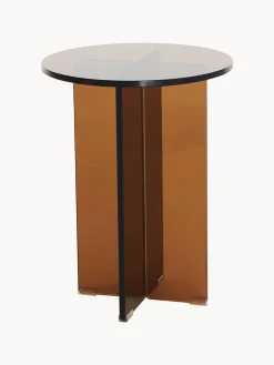 Mesa Auxiliar Redonda Iris, Tablero De Vidrio Tintato