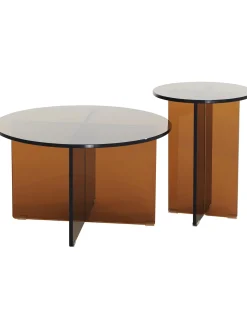 Mesa Auxiliar Redonda Iris, Tablero De Vidrio Tintato