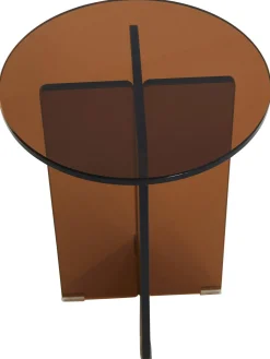 Mesa Auxiliar Redonda Iris, Tablero De Vidrio Tintato