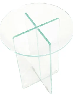 Mesa Auxiliar Redonda Iris, Tablero De Vidrio