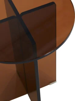 Mesa Auxiliar Redonda Iris, Tablero De Vidrio Tintato