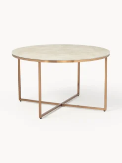 Mesa De Centro Antigua, Tablero De Vidrio En Aspecto Marmol