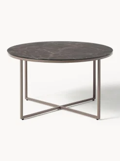 Mesa De Centro Antigua, Tablero De Vidrio En Aspecto Marmol