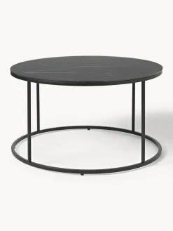 Mesa De Centro Antigua, Tablero De Vidrio En Aspecto Marmol