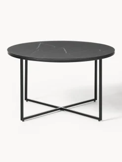 Mesa De Centro Antigua, Tablero De Vidrio En Aspecto Marmol