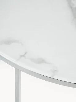 Mesa De Centro Antigua, Tablero De Vidrio En Aspecto Marmol