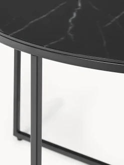 Mesa De Centro Antigua, Tablero De Vidrio En Aspecto Marmol