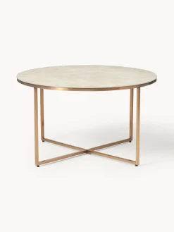 Mesa De Centro Antigua, Tablero De Vidrio En Aspecto Marmol