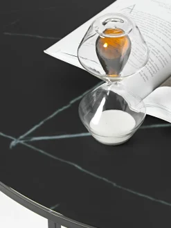 Mesa De Centro Antigua, Tablero De Vidrio En Aspecto Marmol