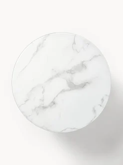 Mesa De Centro Antigua, Tablero De Vidrio En Aspecto Marmol