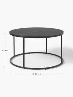 Mesa De Centro Antigua, Tablero De Vidrio En Aspecto Marmol