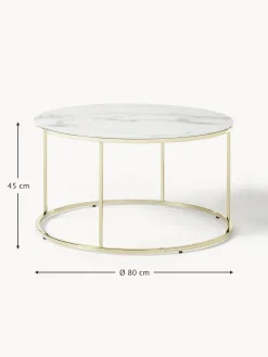 Mesa De Centro Antigua, Tablero De Vidrio En Aspecto Marmol