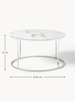 Mesa De Centro Antigua, Tablero De Vidrio En Aspecto Marmol