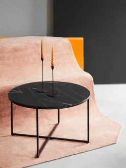 Mesa De Centro Antigua, Tablero De Vidrio En Aspecto Marmol