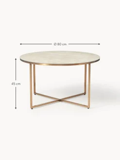 Mesa De Centro Antigua, Tablero De Vidrio En Aspecto Marmol