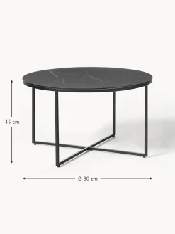 Mesa De Centro Antigua, Tablero De Vidrio En Aspecto Marmol