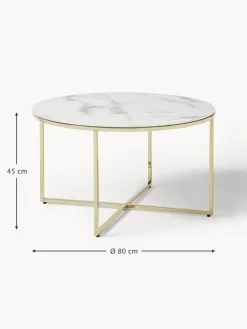 Mesa De Centro Antigua, Tablero De Vidrio En Aspecto Marmol