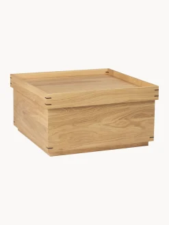 Mesa De Centro Artesanal De Roble Japanese, Con Espacio De Almacenamiento